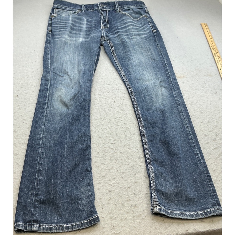BKE Y2K Straight Leg Jeans Contrast Stitch Blue Denim 33x31 MGC16163